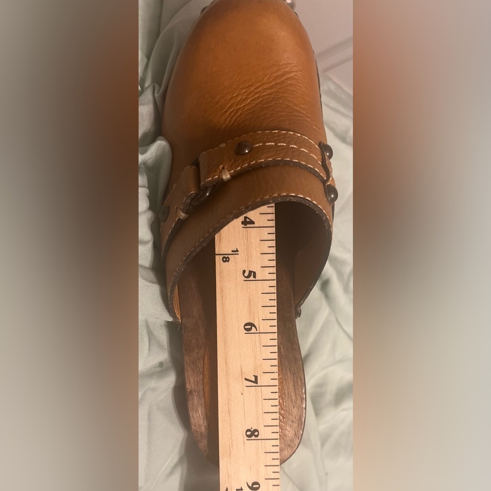 Boho Western Cowgirl Studded Leather Mule Heels Clog Chic Size 7 (fits 7.5) - Picture 6 of 6